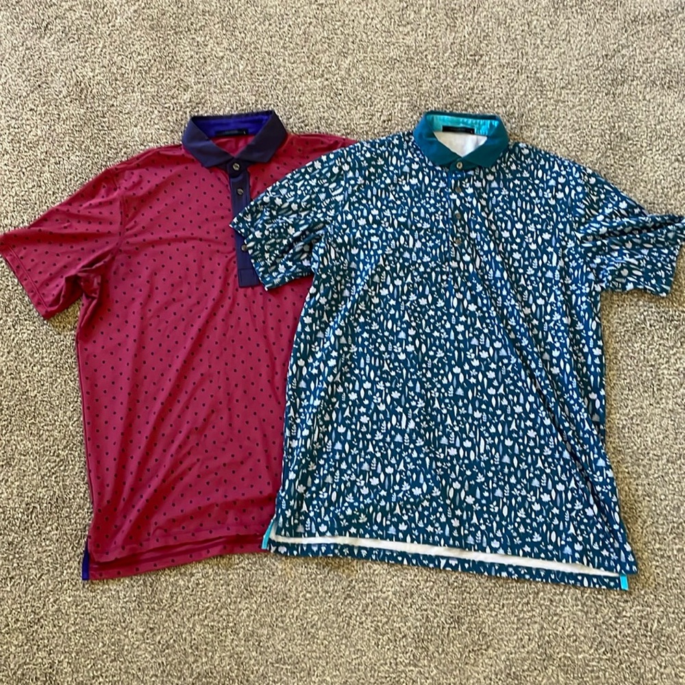Greyson Men's Polo Duo - Burgundy Dot & Teal Pattern